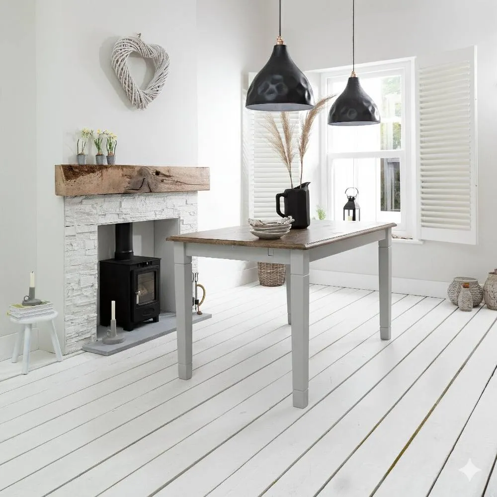 Nöa and Nani Canterbury Dining Table 140cm in Grey and Dark Pine