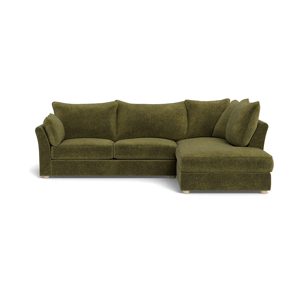 Heal's Tailor Right Hand Facing Corner Sofa Boucle Velvet Wilder Natural Feet 1