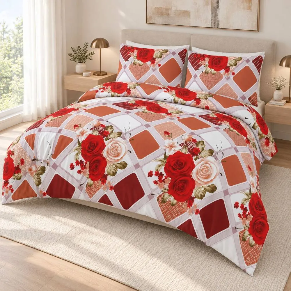 Smart Living Luxury Tribute Floral Printed Duvet Cover & Pillowcase Set 4