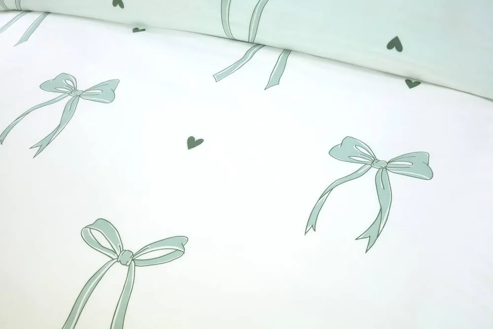 Rapport Home Bows Microfibre Duvet Cover Set with Pillowcase in Green 2