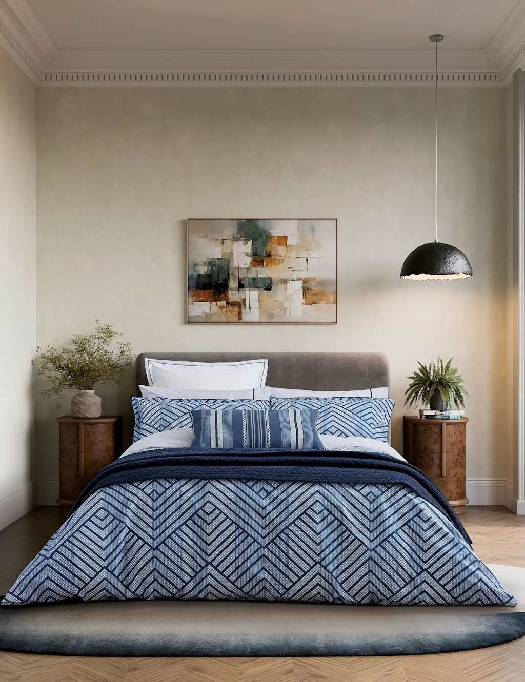 Bedeck of Belfast Pure Cotton Kayah Bedding Set Indigo