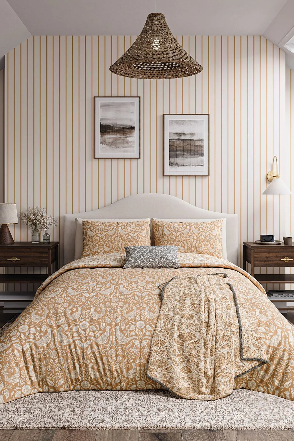 Helena Springfield 'Pheasants' Cotton Duvet Cover Set in Copper