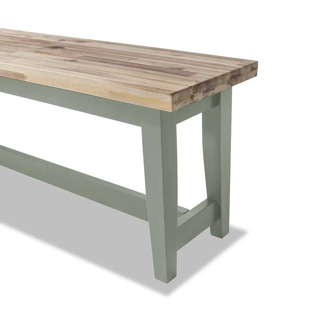 Statement Furniture Florence Solid Acacia Hardwood Dining Bench 120cm in Light Green 4