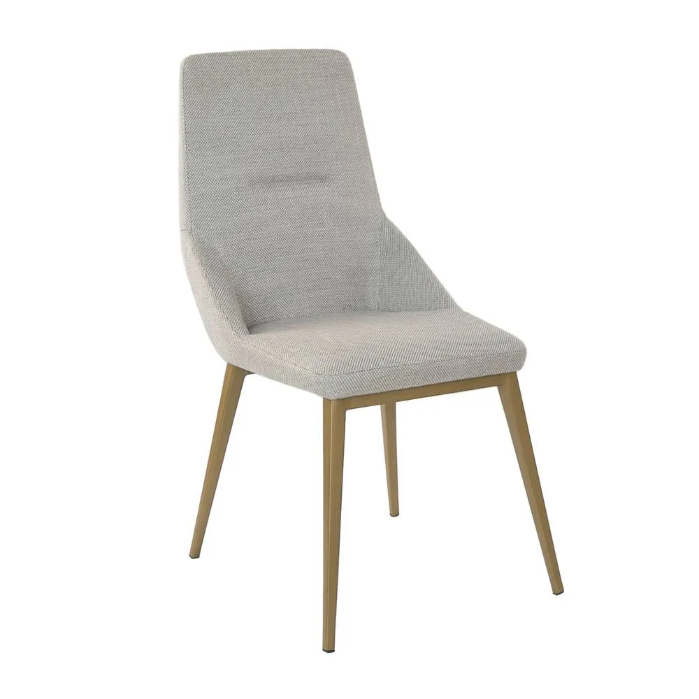 Angel Cerda Light Grey Fabric Dining Chair with Dark Gold Legs