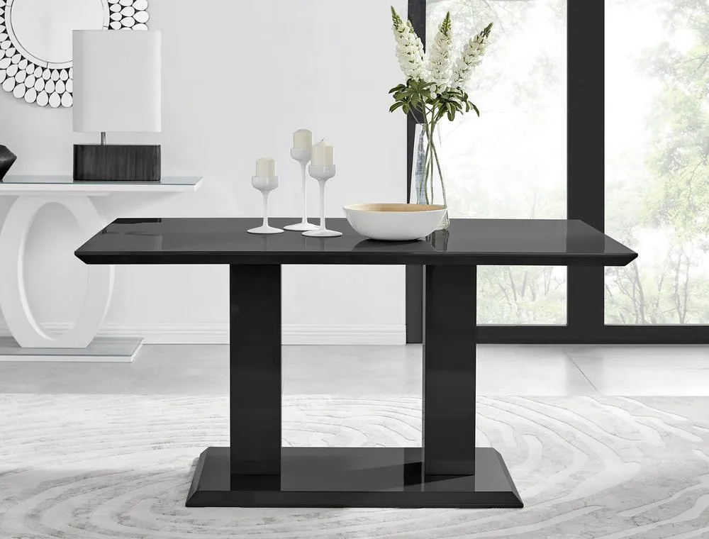 FurnitureboxUK Imperia Black High Gloss Table & 6 Black Modern Lorenzo Chairs 3