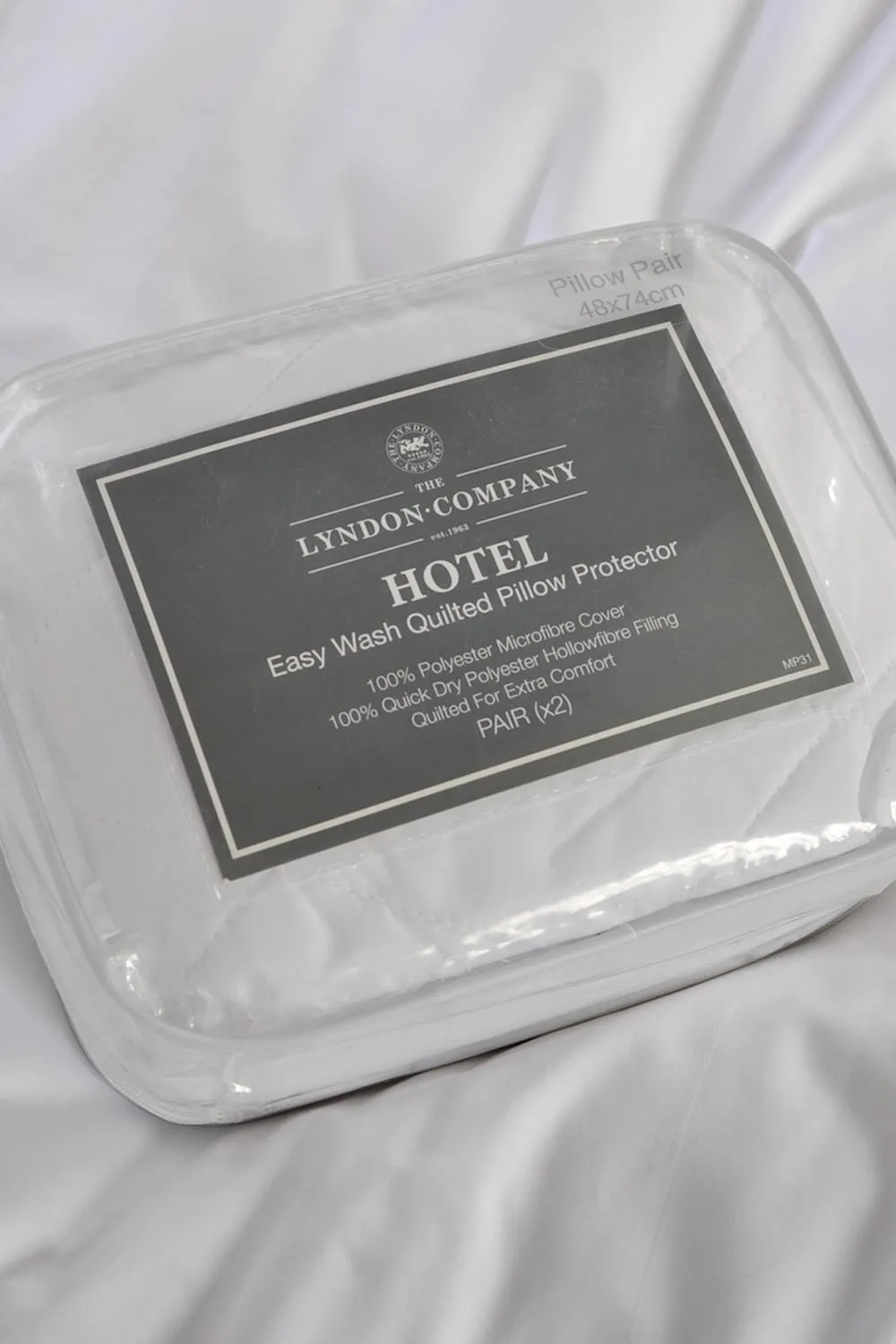 The Lyndon Company Easy Wash Quilted Pillow Protector Pair | Deyongs 1846 in White 2