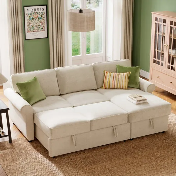 Eleanor Luxe Chenille Corner Trundle Storage Sofa Bed 4