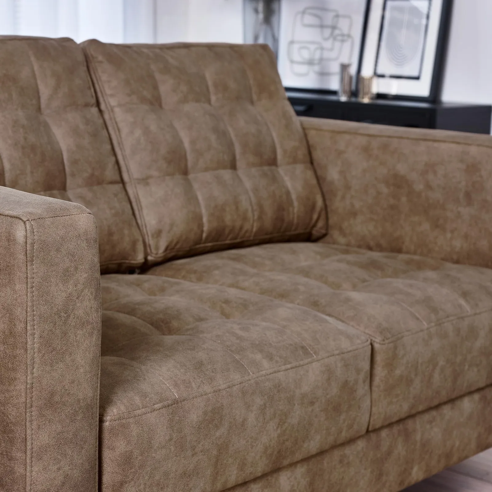 FurnitureboxUK Jade Brown Faux Leather 2 Seater Sofa 4