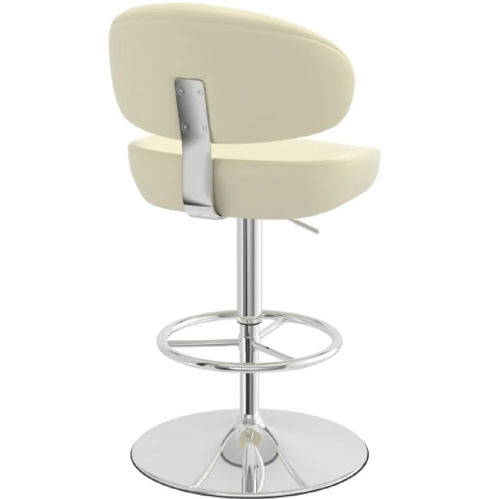 netfurniture Jamaica Height Adjustable Bar Stool Cream Faux Leather Padded Seat 4