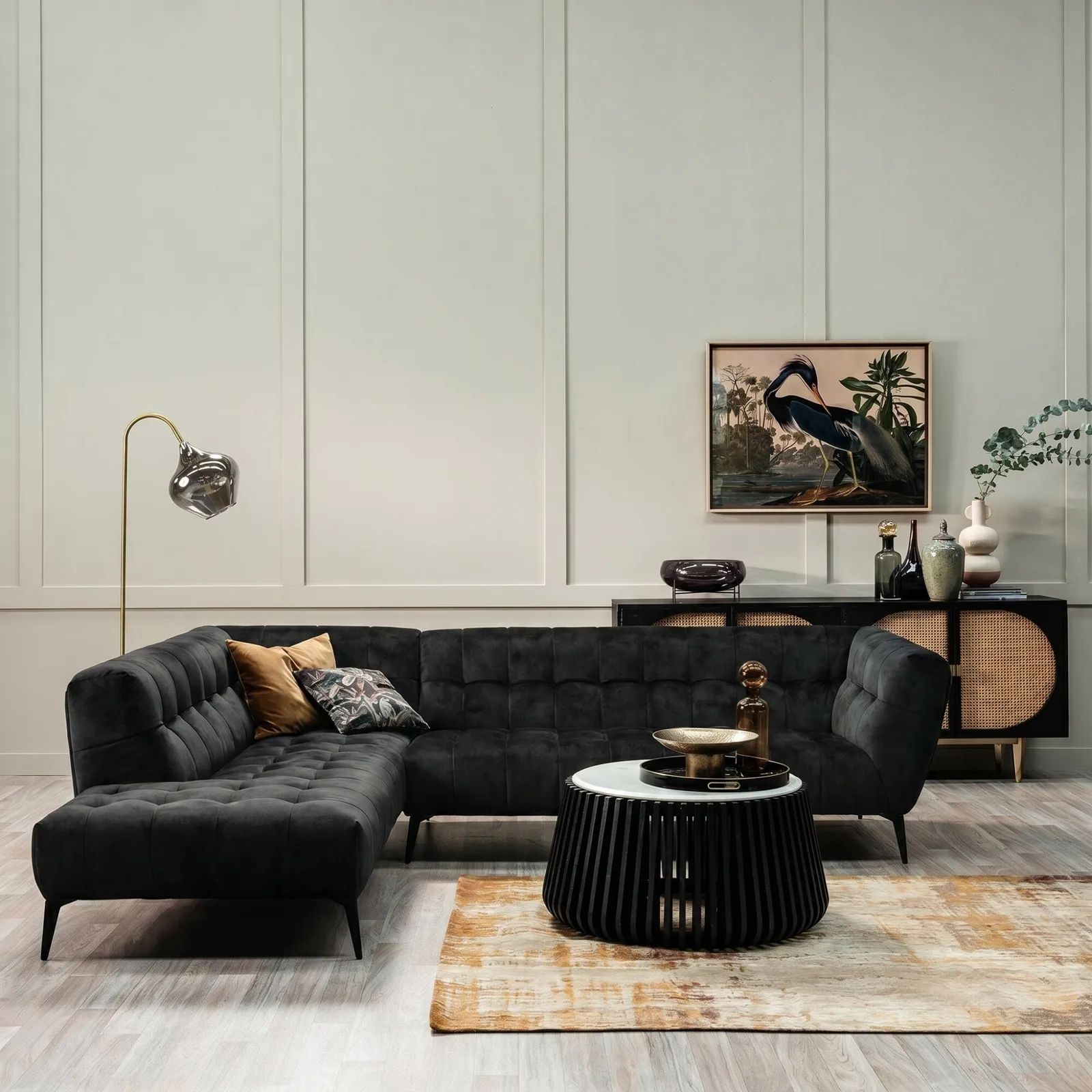 Azalea Corner Group Chaise Left Sofa, Black | Barker & Stonehouse 2