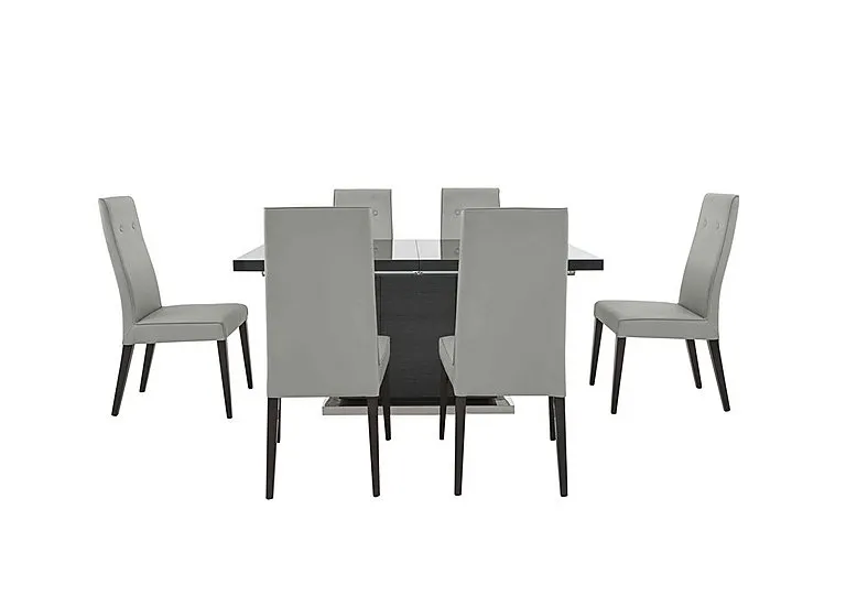 St Moritz Extending Dining Table and 6 Faux Leather Chairs