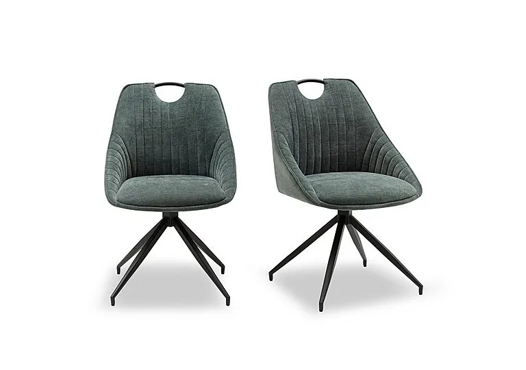 Petra Pair of Fabric Swivel Dining Chairs - Green