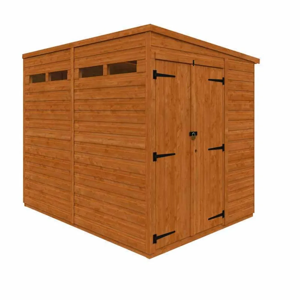 Buttercup Farm 8x6 Flex Pent Security Doubel Door 12mm Flex - L238.8 x W175 x H203 cm in Burnt Orange