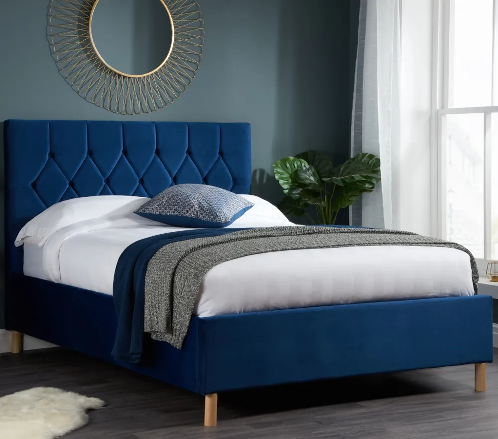 Loxley Blue Velvet Bed Frame - 4ft Small Double