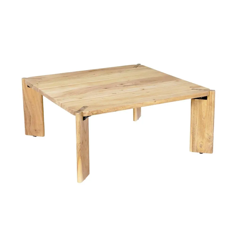 sweeek Exotic Square Solid Wood Coffee Table in Beige 2