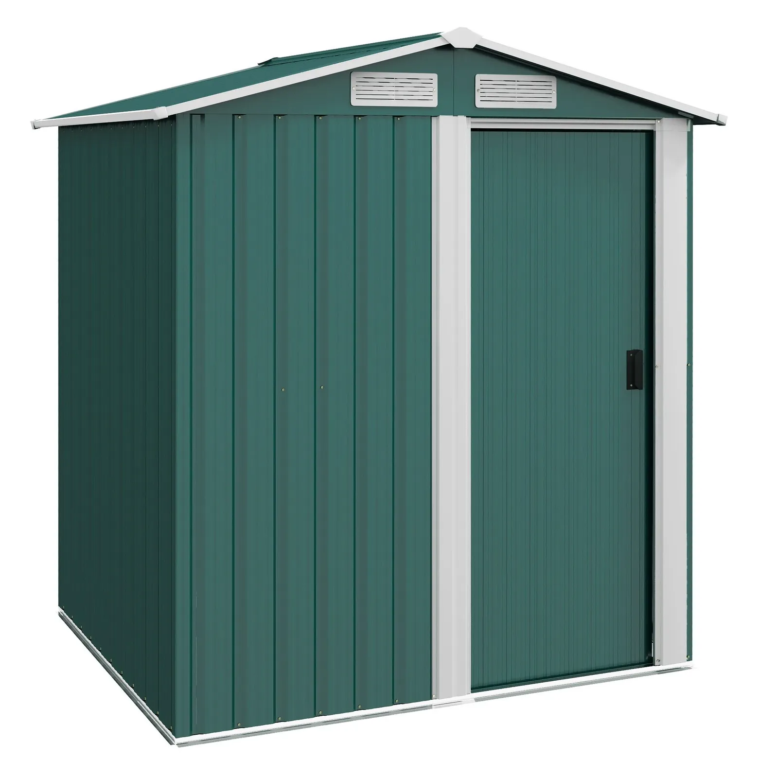 OUTSUNNY 5ft x 4.3ft Outdoor Metal Storage Shed with Sliding Door Sloped Roof in Green 2