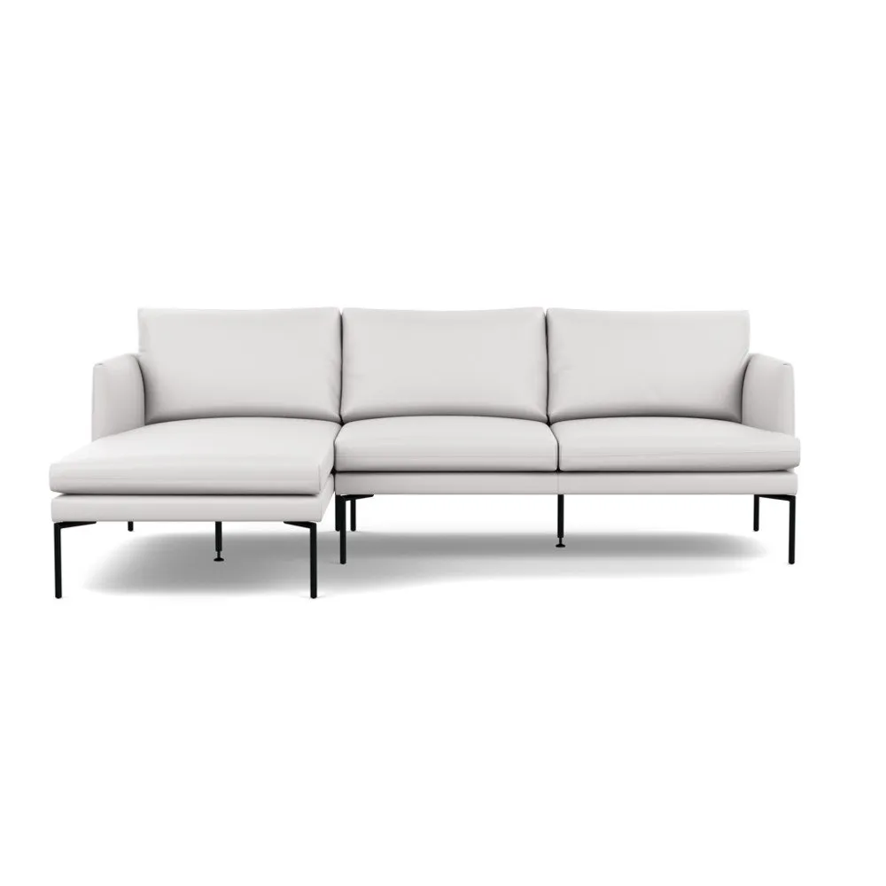 Heal's Matera Left Hand Facing Chaise Sofa Grain Leather White 000 Black Feet 1