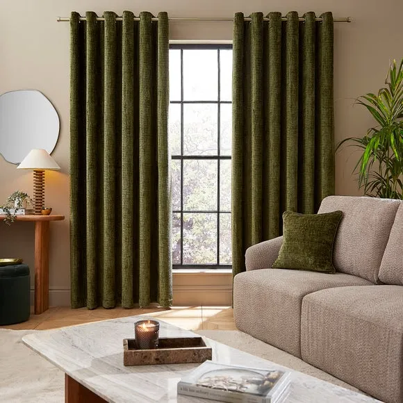 Cashton Chenille Heavyweight Eyelet Curtains 2