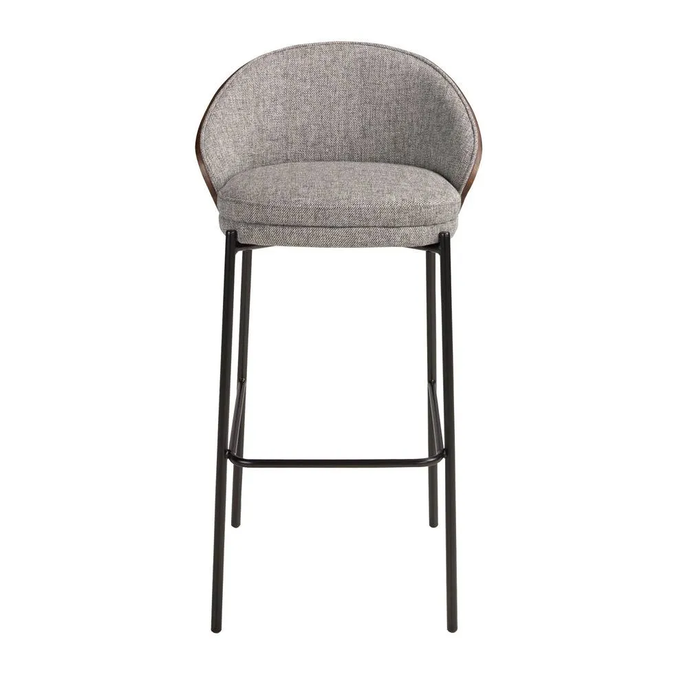 Angel Cerda Grey Fabric & Walnut Dining Stool, 53x51x98 cm 2