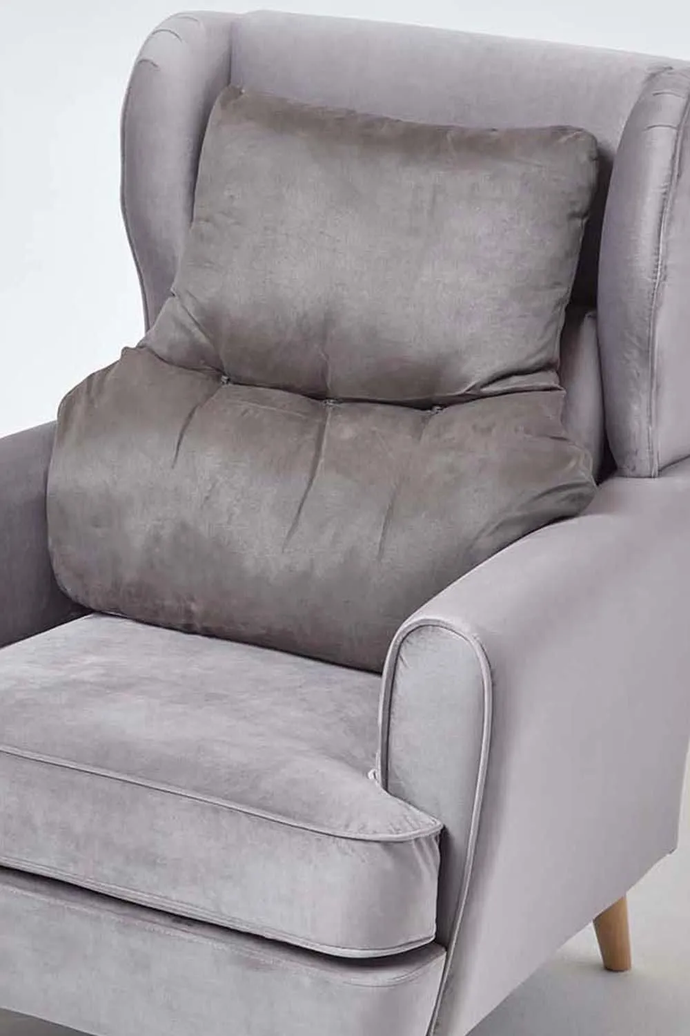 Homescapes Faux Suede Back Support Cushion in Grey 1