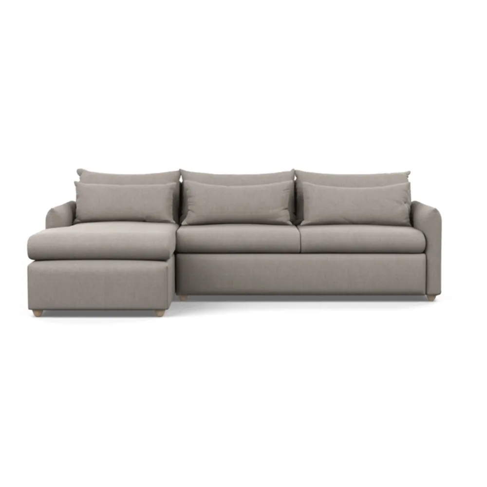 Heal's Pillow Large Left Hand Corner Chaise Broad Weave Pebble Natural Feet