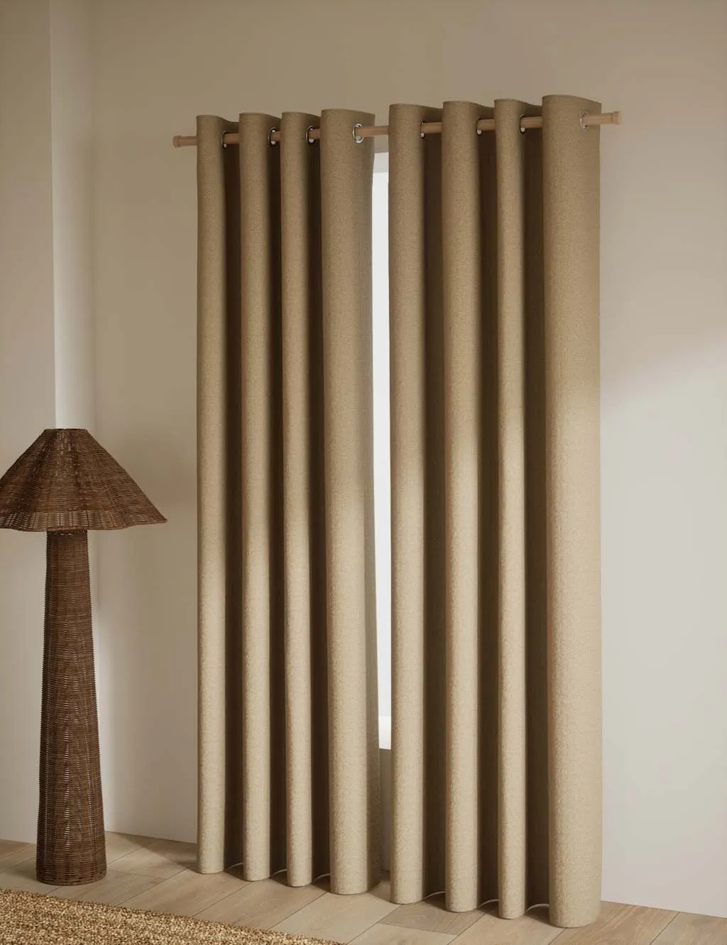 M&S Basketweave Eyelet Curtains Dark Taupe