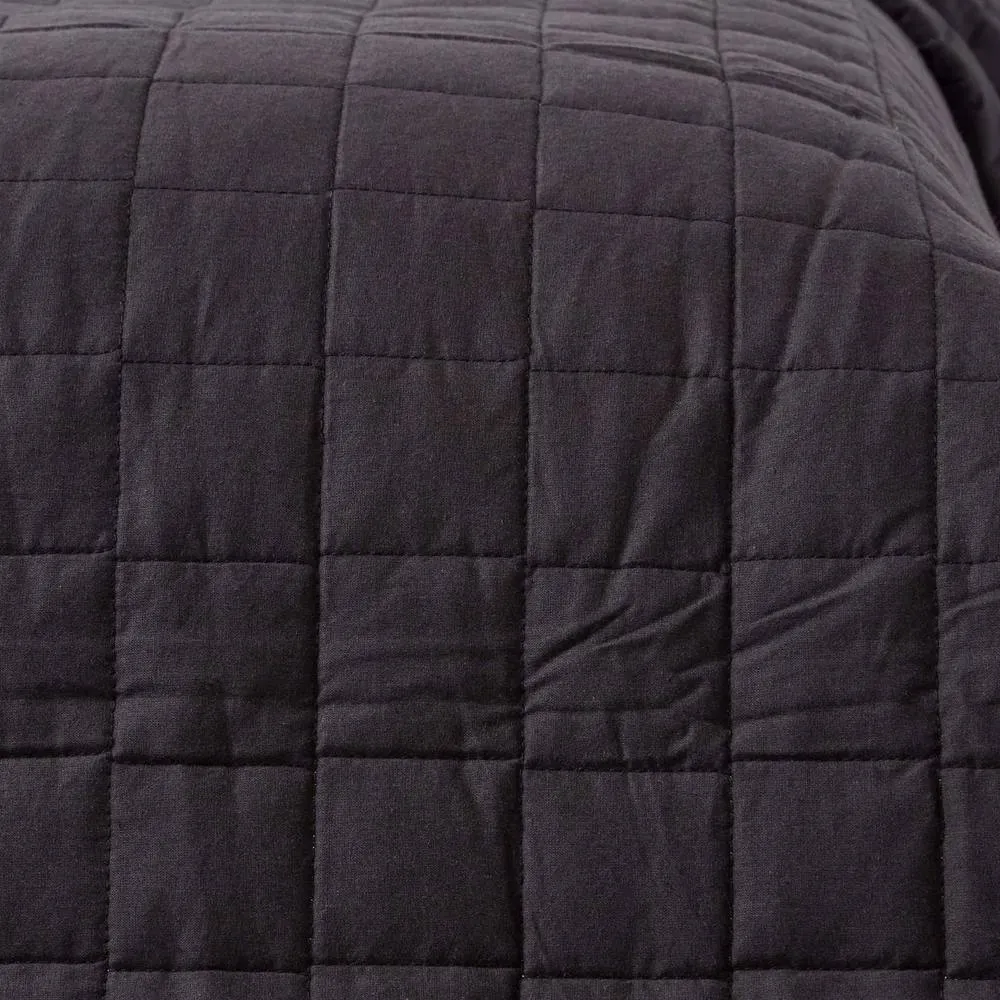 Homescapes Cotton Quilted Reversible Bedspread in Black 3