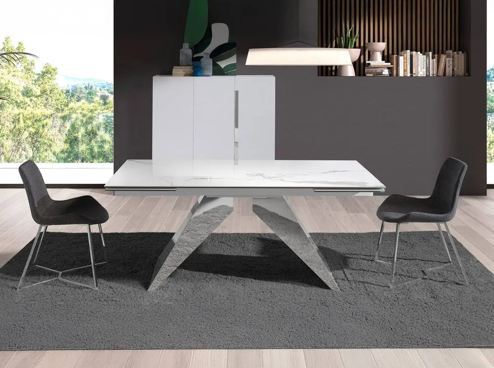 Angel Cerda Extendable Rectangular Dining Table White Porcelain 4