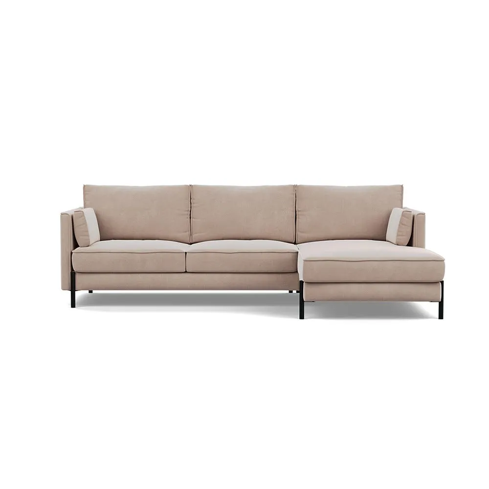 Heal's Tortona Right Hand Facing 4 Seater Corner Chaise Smart Velvet Pebble Black Feet 1