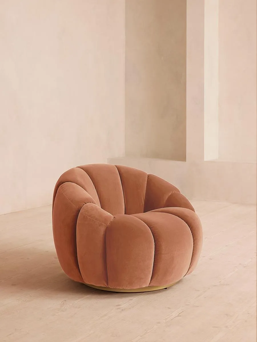 Garret Armchair, Velvet, Antique Rose
