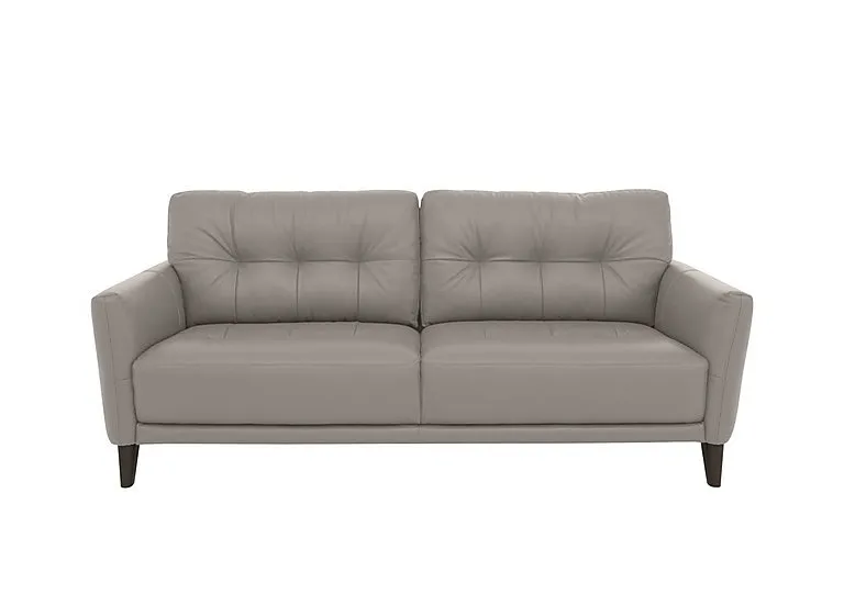 Uno Leather 3 Seater Sofa - Silver Grey