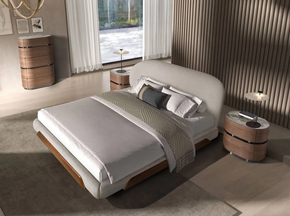 Angel Cerda Modern Double Bed in Light Grey 3