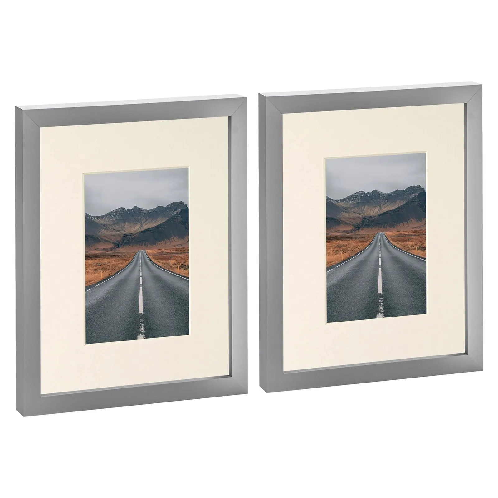 Nicola Spring Photo Frames with 4" x 6" Mount - 8" x 10" - White Mount - Pack of 2 in Grey