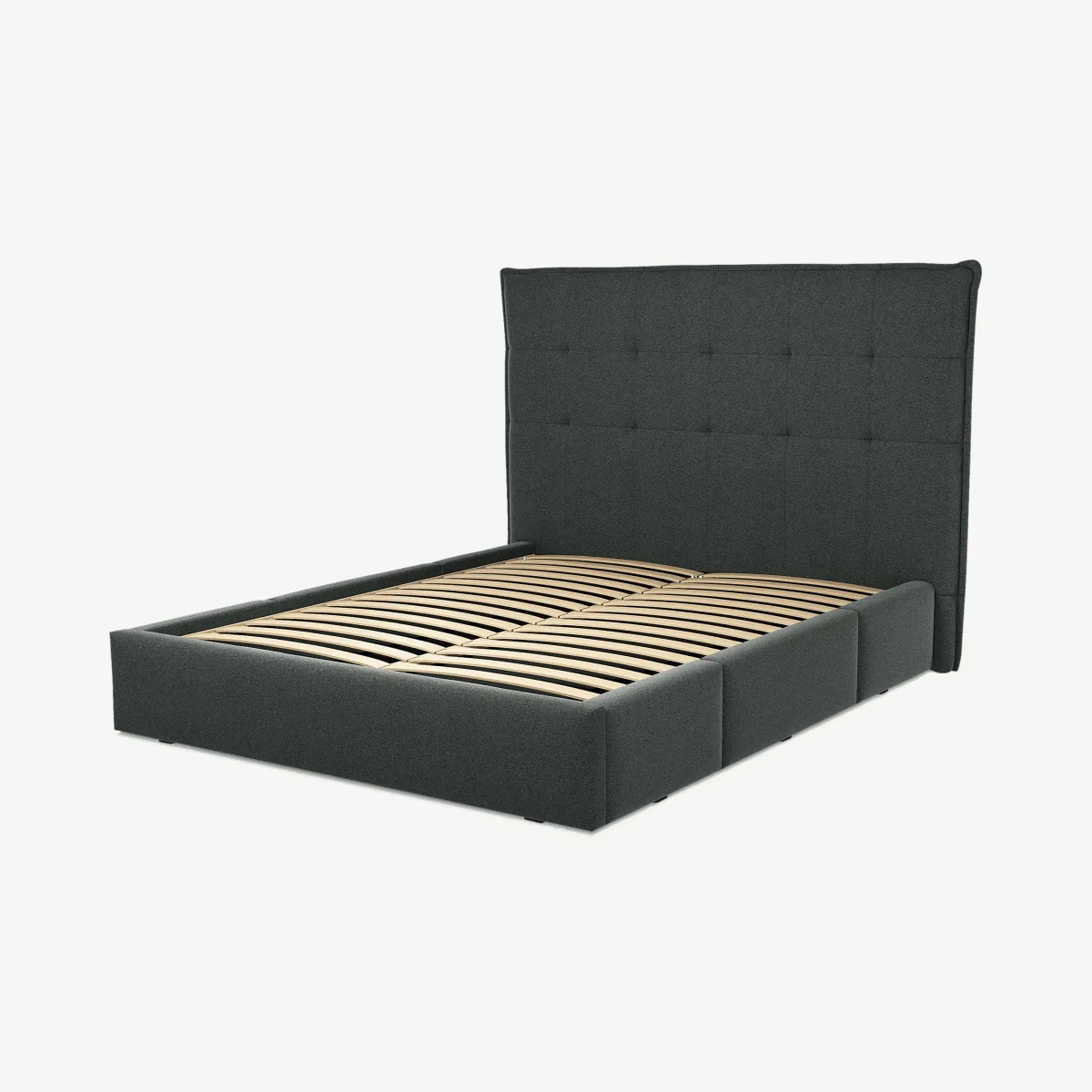 Lamas King Size Bed with Storage Drawers, Etna Grey Wool