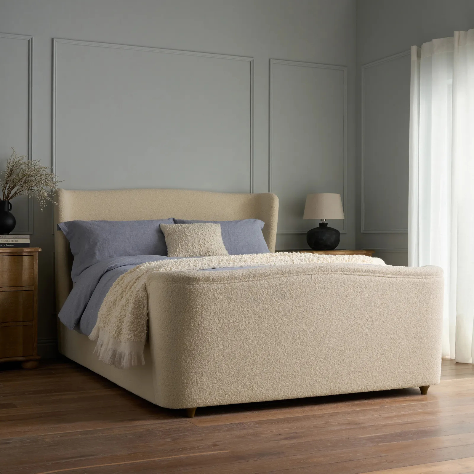 Charlotte Electric Ottoman Bed, Super King - Bouclé Natural