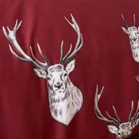 Catherine Lansfield 'Munro Stag Check' Lined Eyelet Curtains in Red 4