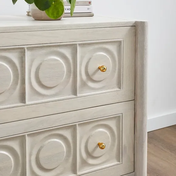 Theodore 2 Drawer Wide Bedside Table, Mango Wood 5