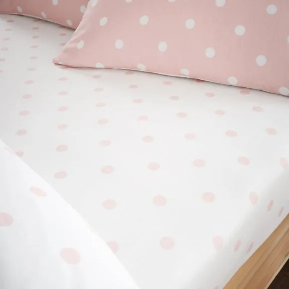 Catherine Lansfield Polka Dot 100% Brushed Cotton Fitted Sheet