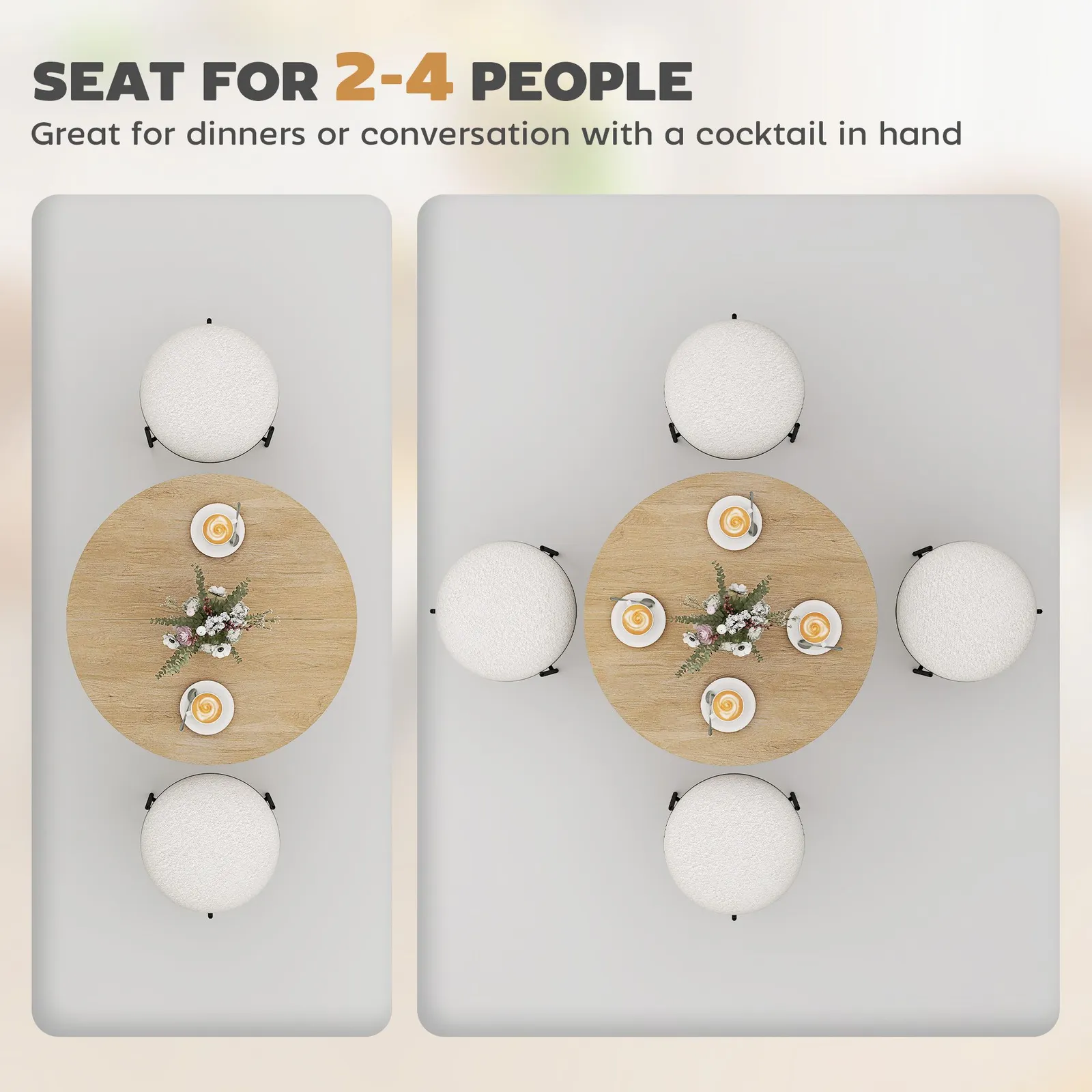 HOMCOM 80cm Round Dining Table, Industrial Kitchen Table with Steel Legs in Light Oak 4