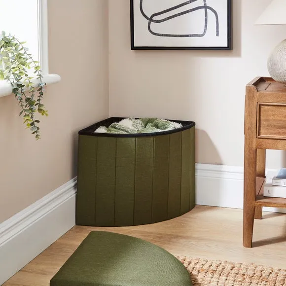 Faux Linen Corner Ottoman 2