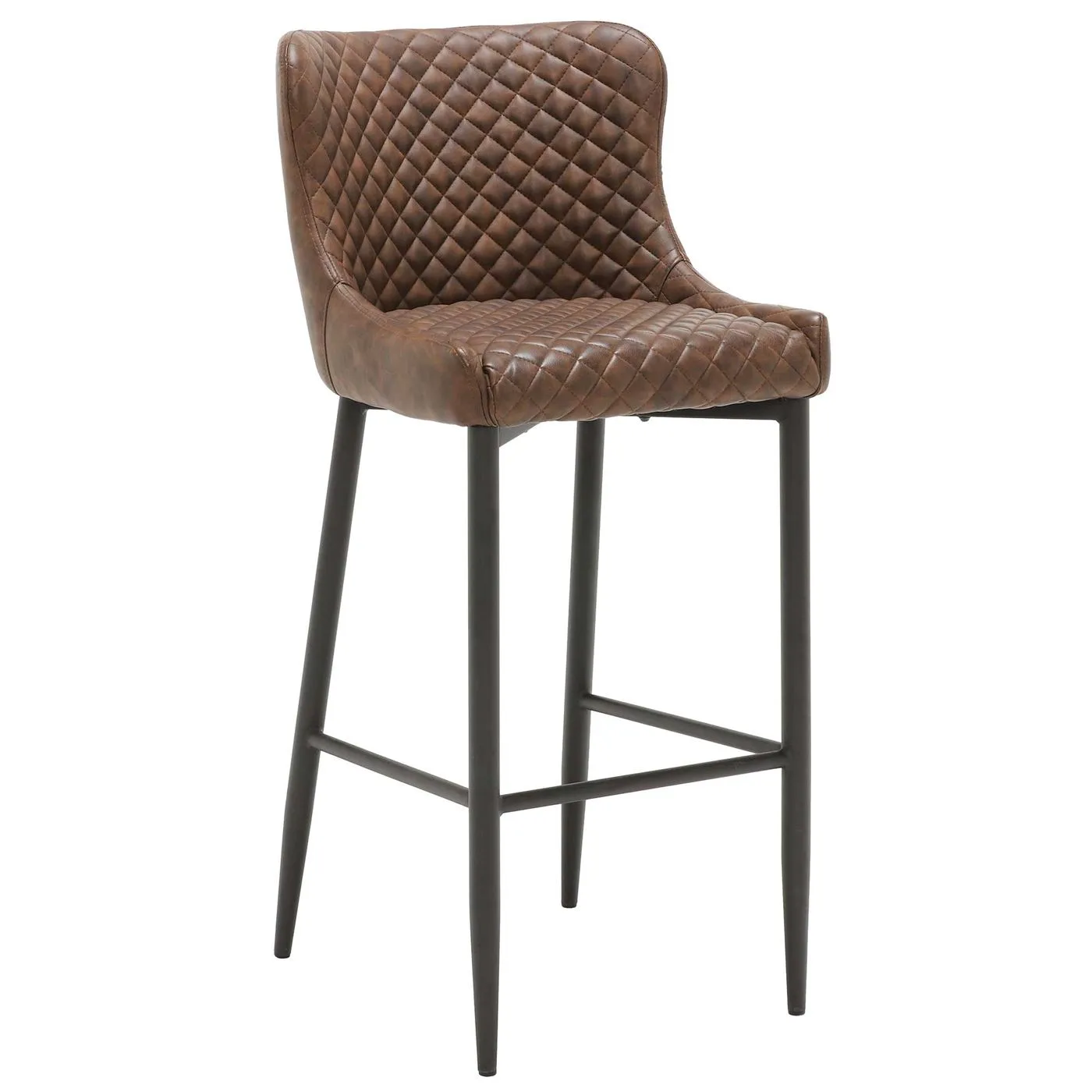 Modern Bar Stool - Faux Leather - Dark Brown - W53 x D60 x H105cm - Barker & Stonehouse