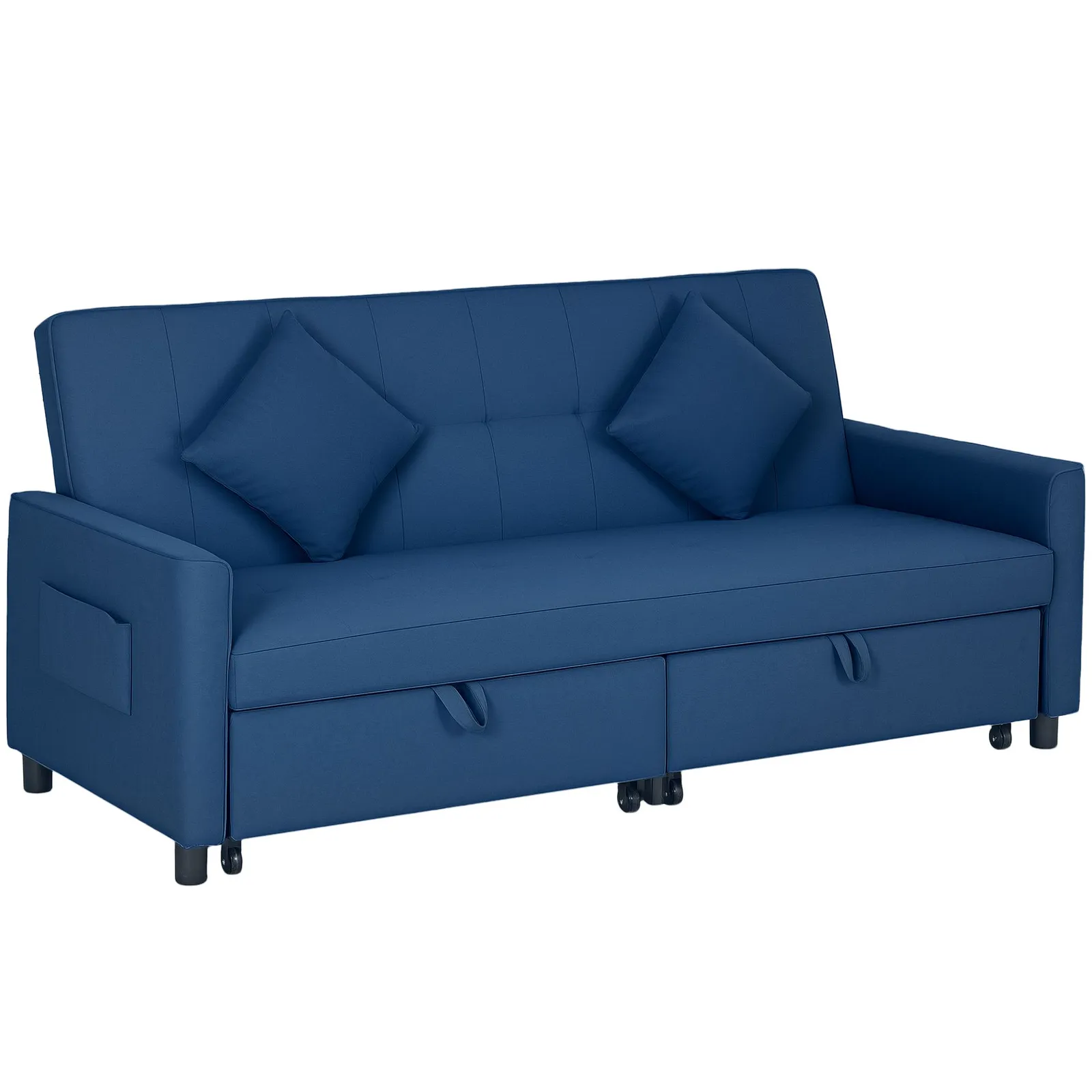HOMCOM Reversible L-Shaped Sectional Sofa Bed with Cushions in Blue 2