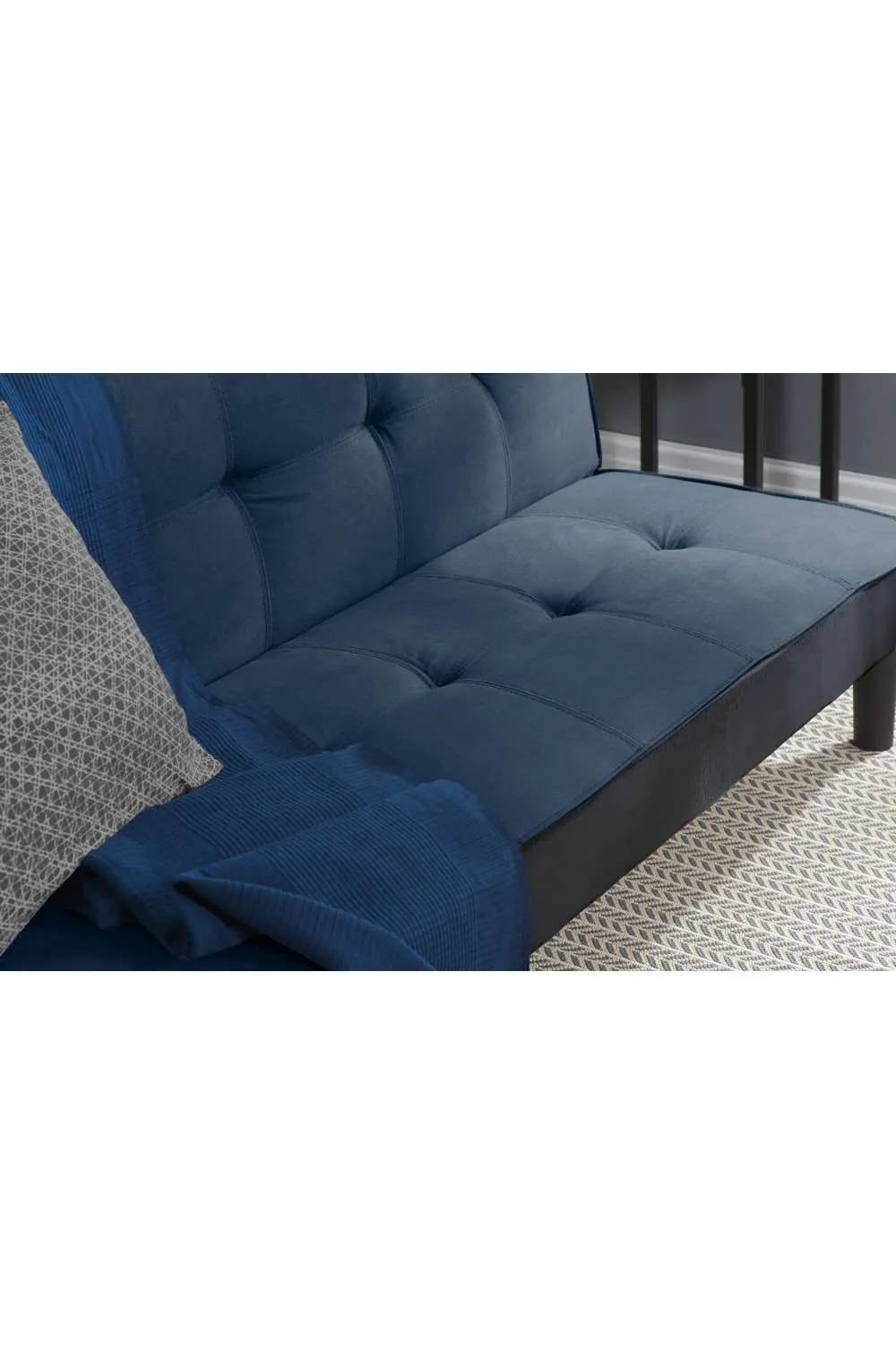 Birlea Velvet Sofa Bed Aurora 3 Seater Settee Modern Fabric in Navy 4