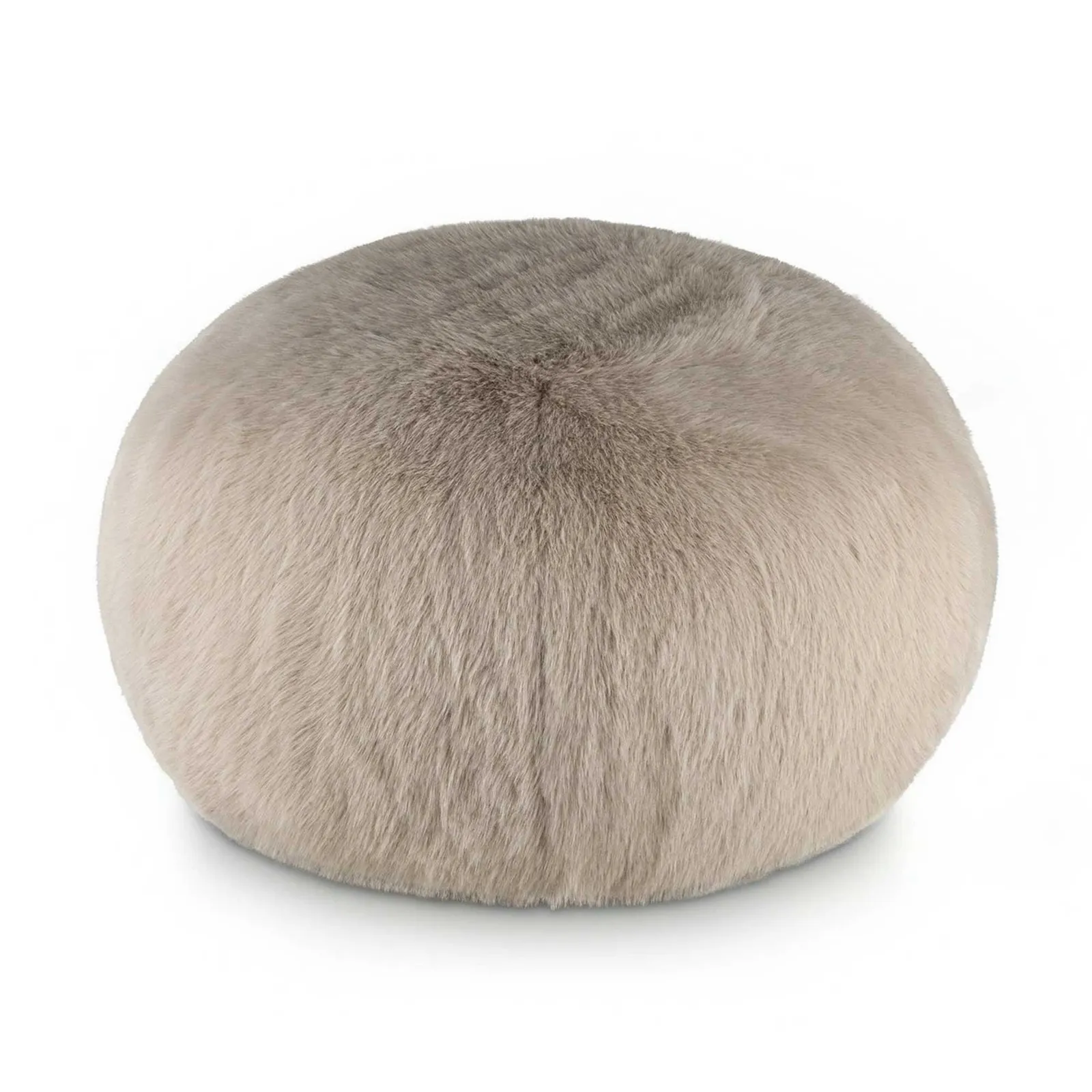 Mink Plush Pouffe, Round, Neutral | Barker & Stonehouse
