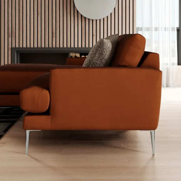 Lawson Matte Plush Velvet Corner Chaise Sofa 2