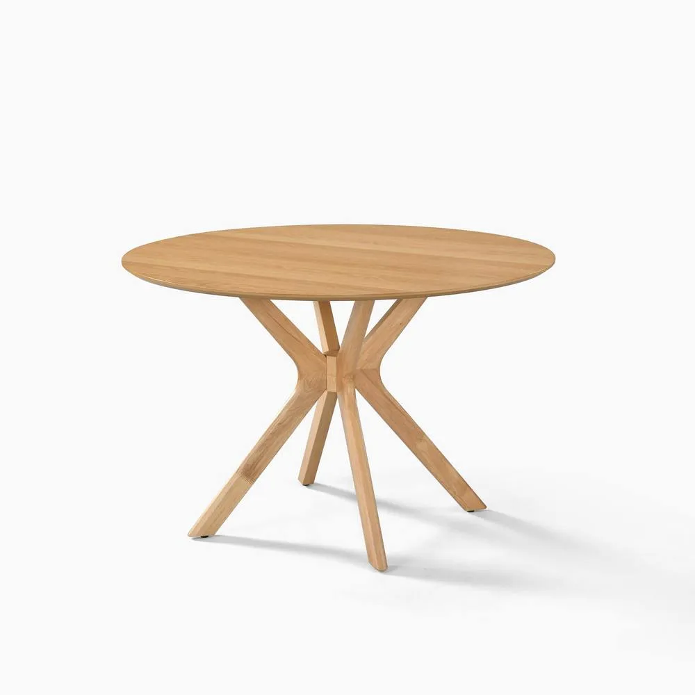 FurnitureboxUK Mette Round Oak Veneer Wood 4-6 Seater Dining Table in Light Brown 2