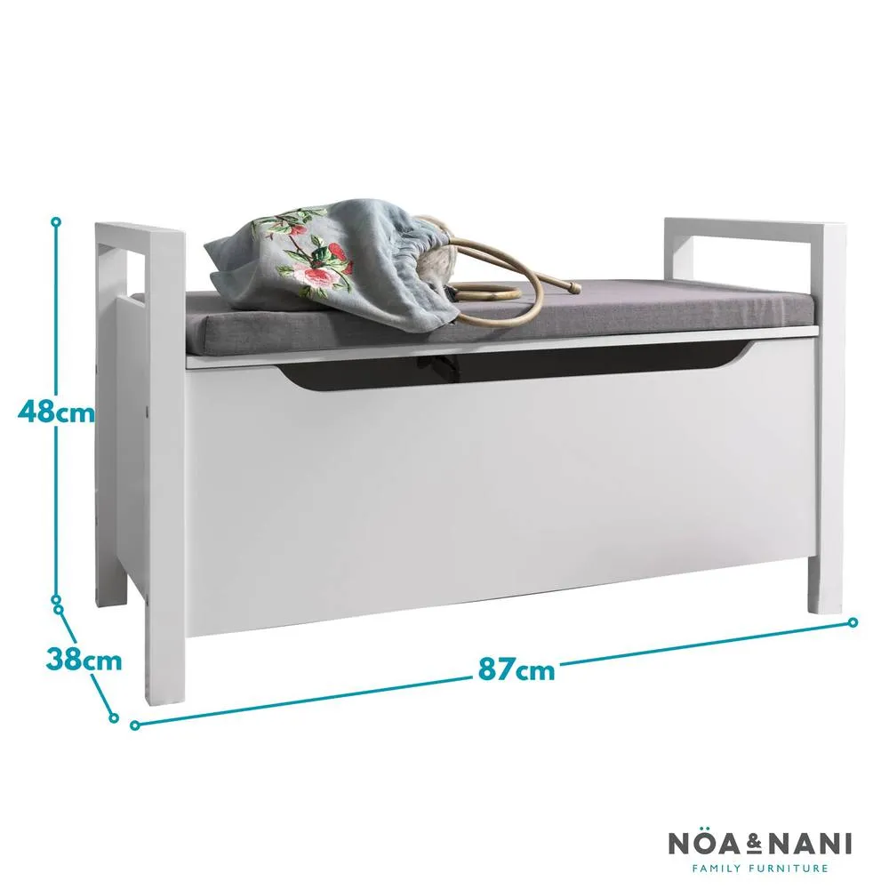 Nöa and Nani Olsen Storage Bench with Cushion in White 6