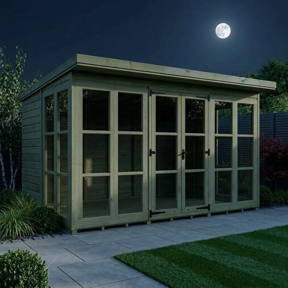 Buttercup Farm 12ft x 8ft Georgian Pent Summer House - Pressure Treated Timber in Brown 3