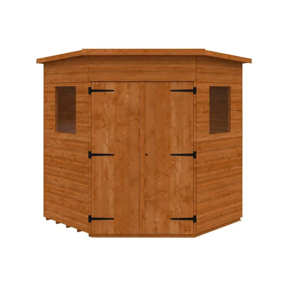 Buttercup Farm 6 x 6 Feet Corner Shed 12mm Shed - Solid Wood/Softwood/Pine in Burnt Orange