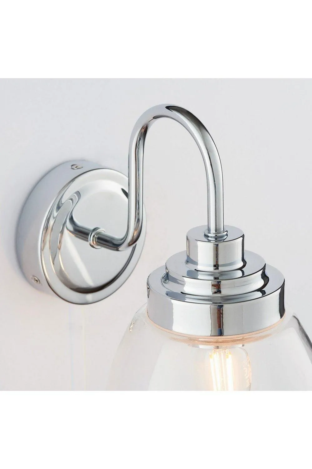 Netlighting Hampton LED 1 Light Bathroom Wall Glass Chrome Plate IP44 LED E14 in Grey 3